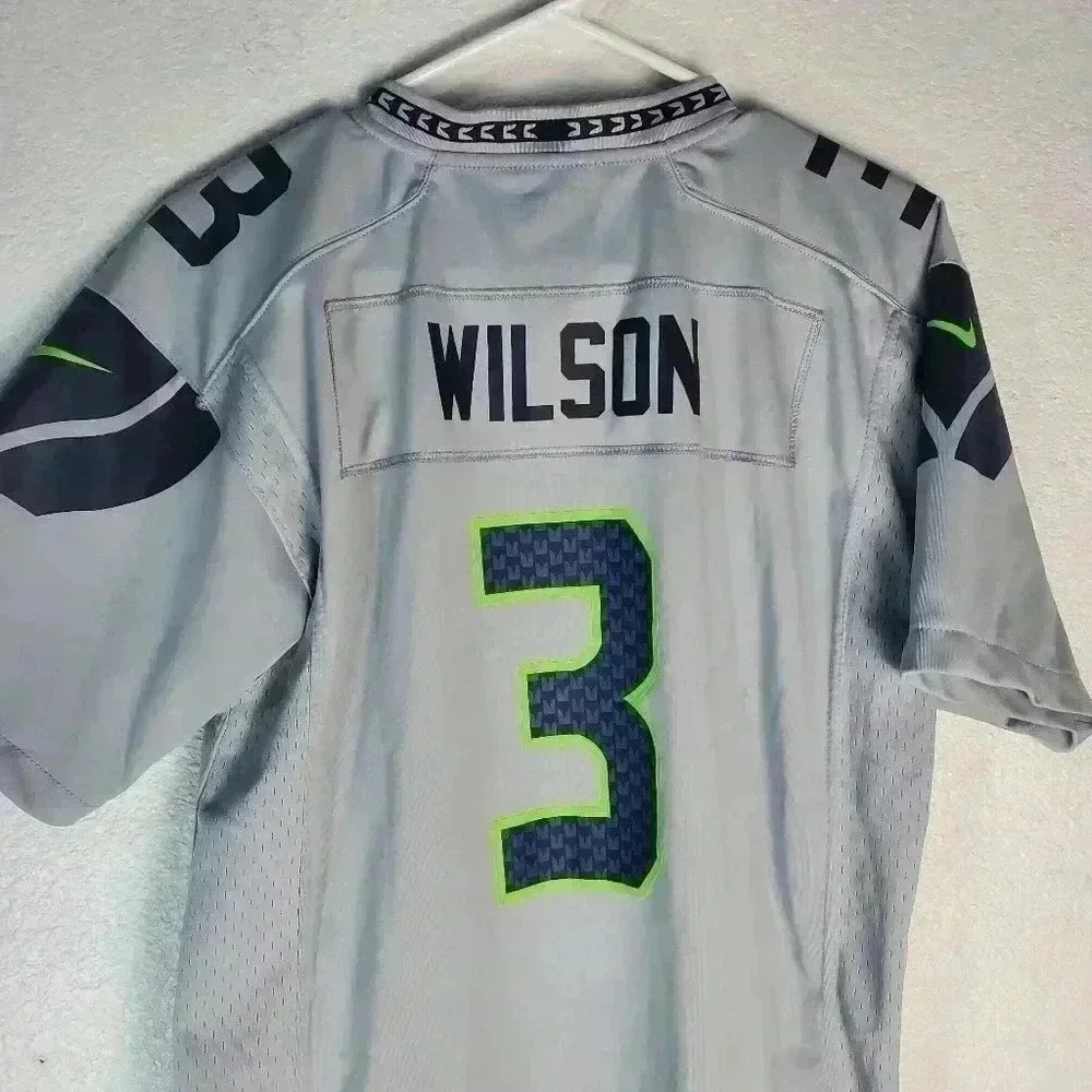 Gray Nike Seattle Seahawks Jersey Youth XL On Field Russ Wilson #3 - Picture 5 of 6